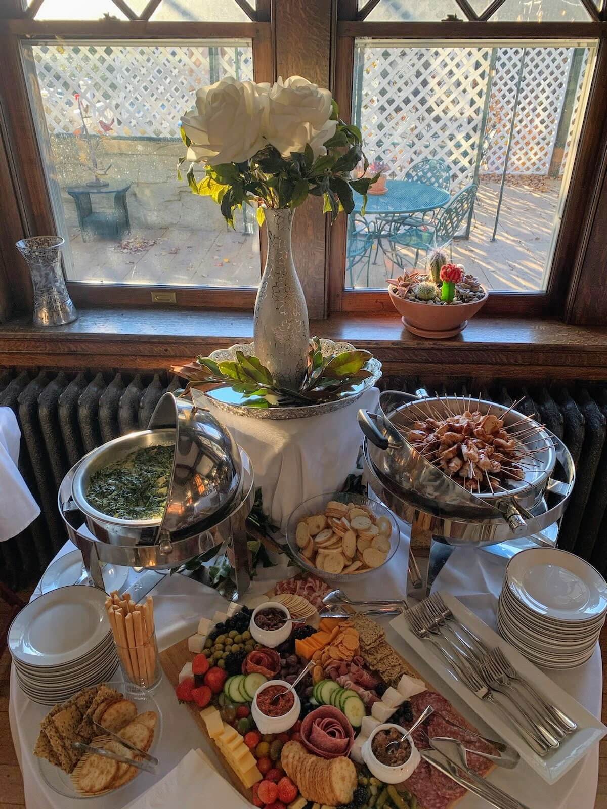 Wedding reception food display in Winston-Salem